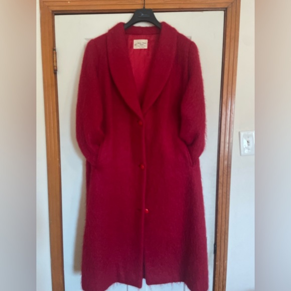 Dolores’ Unique Designs Mohair Full Length Coat, Red - Picture 1 of 5